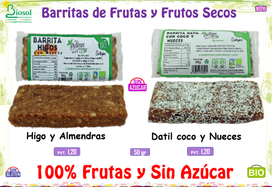 Barritas de frutas y frutos secos BIO